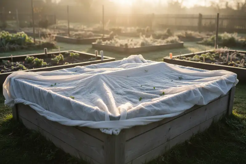 Ein Gartenvlies mit 17 bis 30 Gramm pro Quadratmeter schützt Pflanzen bis minus 4 Grad vor Frost