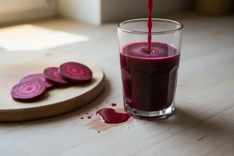 Rote-Bete-Saft kann den systolischen Blutdruck um bis zu 5 mmHg senken, vergleichbar mit der Wirkung mancher Medikamente