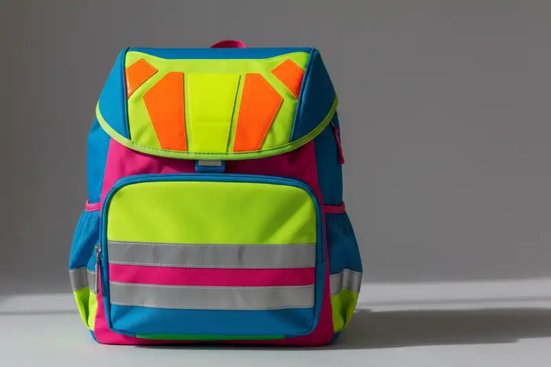 Ein DIN-58124-zertifizierter Schulranzen muss mindestens 20 Prozent fluoreszierende und 10 Prozent reflektierende Flächen aufweisen