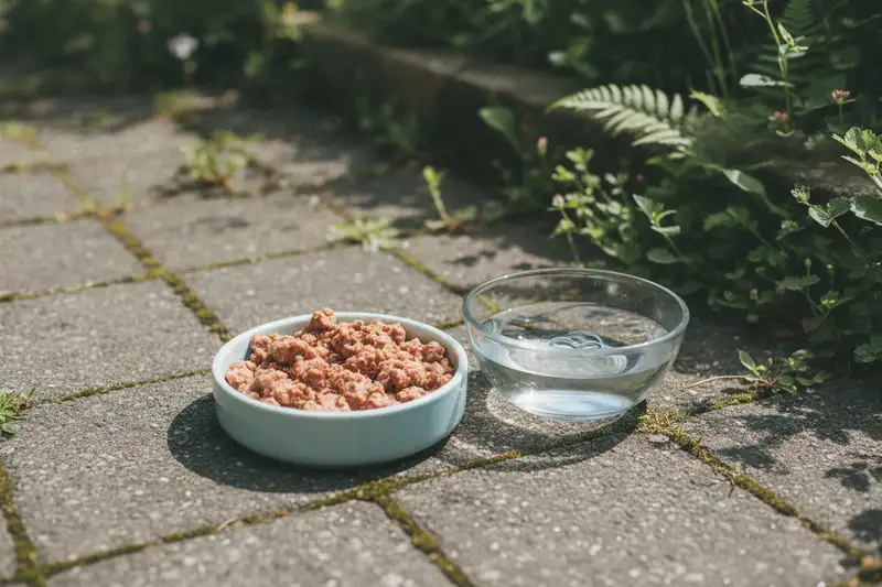 Katzennassfutter mit hohem Fleischanteil und eine flache Schale Wasser sind ideal, Milch dagegen löst bei Igeln lebensgefährlichen Durchfall aus